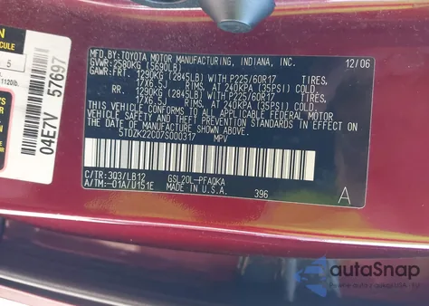 2007 Toyota Sienna Xle from USA, damaged, VIN 5TDZK22C07S000317